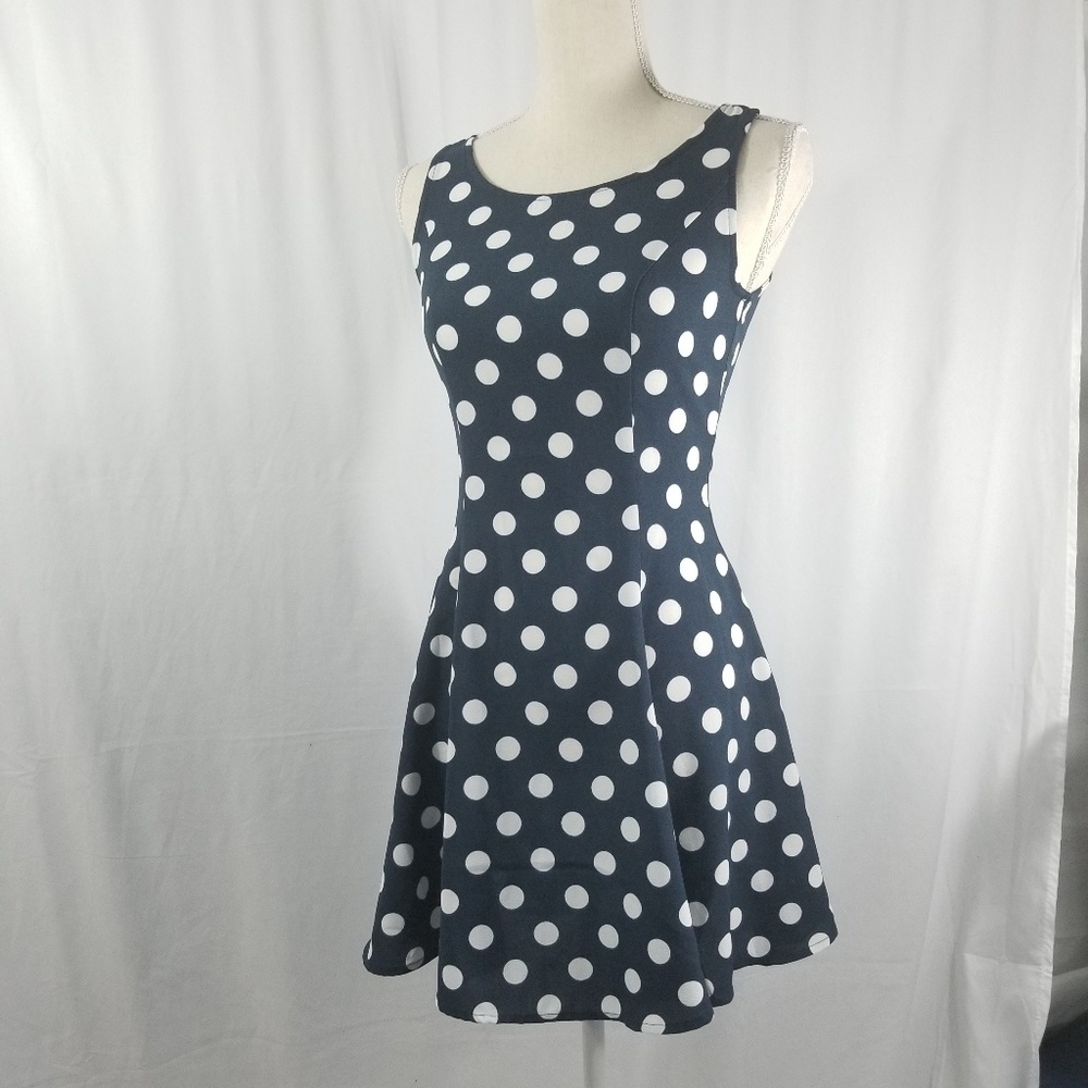 DIVIDED Blue Polka Dot Skater Dress  Sz 6